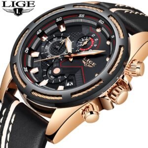 LIGE 9882 Men's Luxury  Waterproof Chronograph Sports Watch