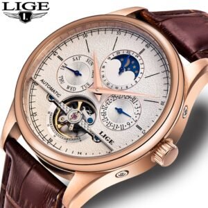 LIGE 6826 Men's 50M Waterproof Automatic Tourbillon Watch